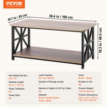 VEVOR 40" Farmhouse Coffee Table Rectangle Table with Open Storage Compartment