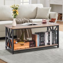 40" Farmhouse Coffee Table Rectangle Table with Open Storage Compartment