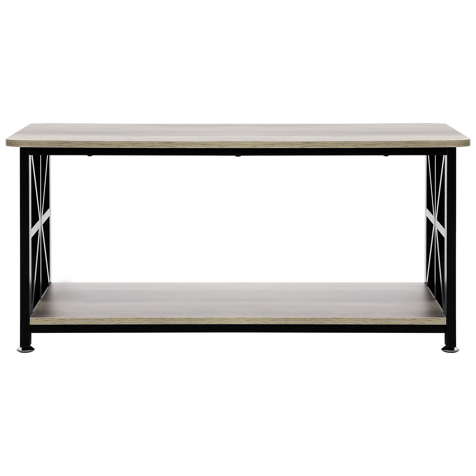 VEVOR 40" Farmhouse Coffee Table, Rectangle Coffee Table with Open Storage Compartment, Wooden Rustic Cocktail Table for Living Room, Bedroom, Apartment, Studio, Brown & Black