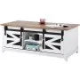 VEVOR 48" Farmhouse Coffee Table 2-tier Rectangle Table with Sliding Barn Doors
