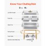 VEVOR 4 Qt 2 Pack Rectangle Chafing Dish Buffet Set Halfsize Pan Stainless Steel