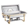 VEVOR Chafing Dish Buffet Set, 8 Qt 4 Pack, Stainless Steel Chafer with 4 Full Size Pans, Rectangle Catering Warmer Server with Glass Lid Water Pan Folding Stand Fuel Holder, for Wedding Party Banquet