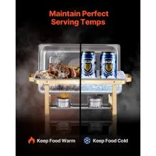 VEVOR 8 Qt 4 Pack Rectangle Chafing Dish Buffet Set Fullsize Pan Stainless Steel