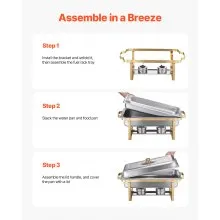 VEVOR 8 Qt 4 Pack Rectangle Chafing Dish Buffet Set Fullsize Pan Stainless Steel