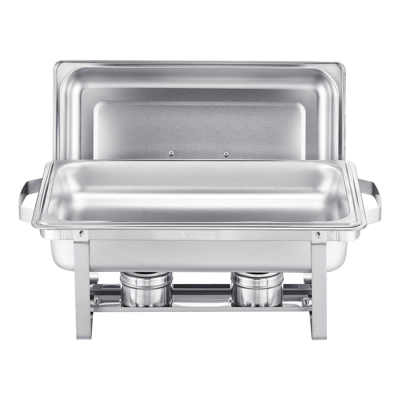 VEVOR Chafing Dish Buffet Set, 8 Qt 2 Pack, Stainless Steel Chafer with 2 Full Size Pans, Rectangle Catering Warmer Server with Lid Water Pan Stand Fuel Holder, for Weddings Parties Banquets, Silver