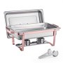 VEVOR Chafing Dish Buffet Set, 8 Qt 2 Pack, Stainless Steel Chafer with 2 Full Size Pans, Rectangle Catering Warmer Server with Lid Water Pan Stand Fuel Holder, for Wedding Party Banquet, Rose Gold