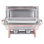 VEVOR Chafing Dish Buffet Set, 8 Qt 2 Pack, Stainless Steel Chafer with 2 Full Size Pans, Rectangle Catering Warmer Server with Lid Water Pan Stand Fuel Holder, for Wedding Party Banquet, Rose Gold