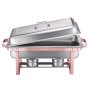VEVOR Chafing Dish Buffet Set, 8 Qt 2 Pack, Stainless Steel Chafer with 2 Full Size Pans, Rectangle Catering Warmer Server with Lid Water Pan Stand Fuel Holder, for Wedding Party Banquet, Rose Gold