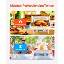 VEVOR 8 Qt 2 Pack Rectangle Chafing Dish Buffet Set Fullsize Pan Stainless Steel