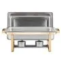 Sada na ohrievanie tanierov VEVOR Chafing Dish, 8 l, balenie po 4 kusoch, nerezová oceľová podnos s 2 panvicami plnej veľkosti a 4 panvicami polovičnej veľkosti, obdĺžnikový ohrievač na catering s pokrievkou a stojanom na panvice, na svadby, večierky, bankety, zlatá