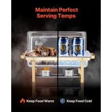 VEVOR 8 Qt 4 Pack Rectangle Chafing Dish Buffet Set Full-Size & Half-Size Pans