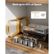 VEVOR 8 Qt 4 Pack Rectangle Chafing Dish Buffet Set Full-Size & Half-Size Pans