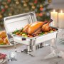 8 Qt 4 Pack Rectangle Chafing Dish Buffet Set Full Size Pan Stainless Steel