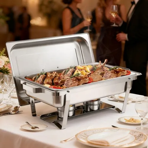thumbnail image 2 of SEGAWE 2-Pack Full Size 8-Quart Stainless Steel Chafing Dishes – Rectangular Buffet Set 2 of 6