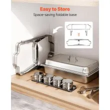 VEVOR Rectangle Chafing Dish, 9 Qt 2 Pack Stainless Steel Chafing Dish, Food Warmer Chafer Complete Set with Hollow Handle, 1 Food Tongs, Lid, Fuel Holder, Chafer Dishes for Banquet Party Wedding