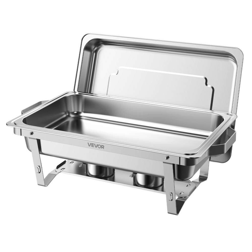 VEVOR 4 Packs Chafing Dishes for Buffet Set, 8.5L Stainless Steel Chafer, for Banquet Party Wedding, Rectangle Buffet Server and Warmer, with 4 Full Size Pans, Fuel Holder, and Foldable Stand