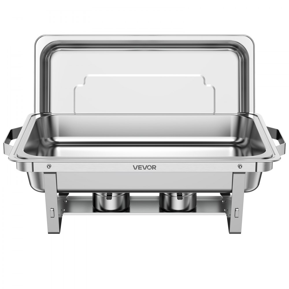 VEVOR 6 Packs Chafing Dishes for Buffet Set, 8.5L Stainless Steel Chafer, for Banquet Party Wedding, Rectangle Buffet Server and Warmer, with 6 Full Size Pans, Fuel Holder, and Foldable Stand