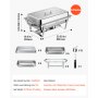 VEVOR 6 Packs Chafing Dishes for Buffet Set, 8.5L Stainless Steel Chafer, for Banquet Party Wedding, Rectangle Buffet Server and Warmer, with 6 Full Size Pans, Fuel Holder, and Foldable Stand