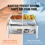VEVOR Roll Top Chafing Dish Buffet Complete Set, 8 Qt Stainless Steel Chafer with Full Size Pan, Rectangle Catering Warmer Server with Lid Water Pan Stand Fuel Holder Meal Clip, for at Least 8 People
