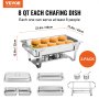VEVOR 2-pack Rectangle Chafing Dish Dish Set 2 Full Size 8Qt Pan 4 Half-Size 4Qt Taps