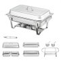 VEVOR stainless steel chafing dish set with cover, fuel holders, pan, and serving utensils.