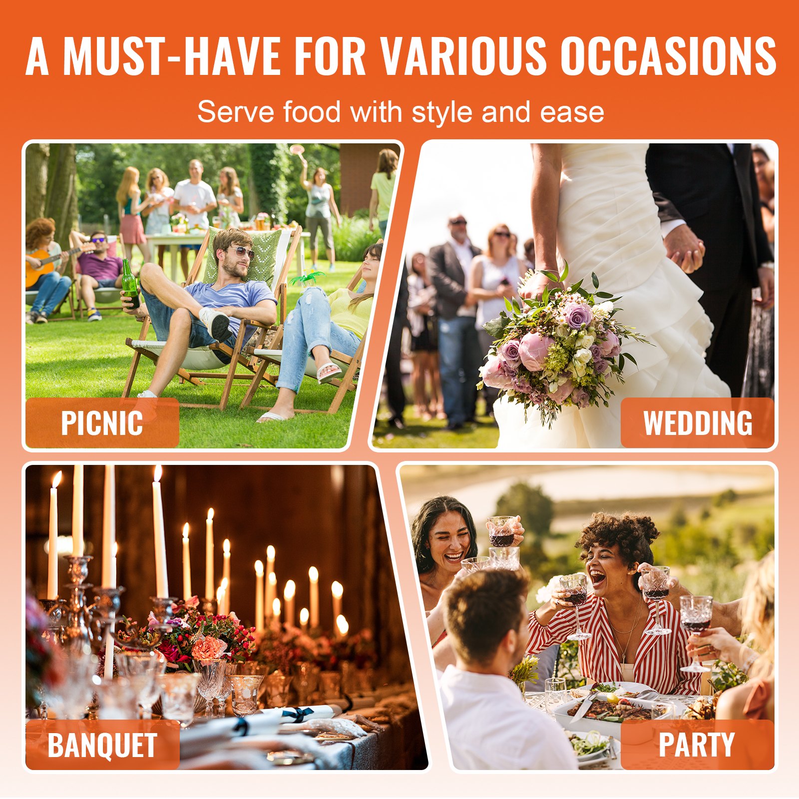 VEVOR chafing dish set for picnics, weddings, banquets, and parties. serve food with style and ease.