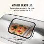 VEVOR Rectangle Roll Top Chafing Dish cu 9Qt Pan Visual Glass Capac Suport combustibil