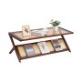 VEVOR Rattan Coffee Table Z-Shaped Rattan Coffee Table 1-Tier for Living Room