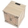VEVOR Farmhouse-sidebord, rektangulært sofabord i PE-rattan, 24-tommer moderne sofabord i boho-stil med opbevaring og retro metalhængsler, til stue, soveværelse og små rum