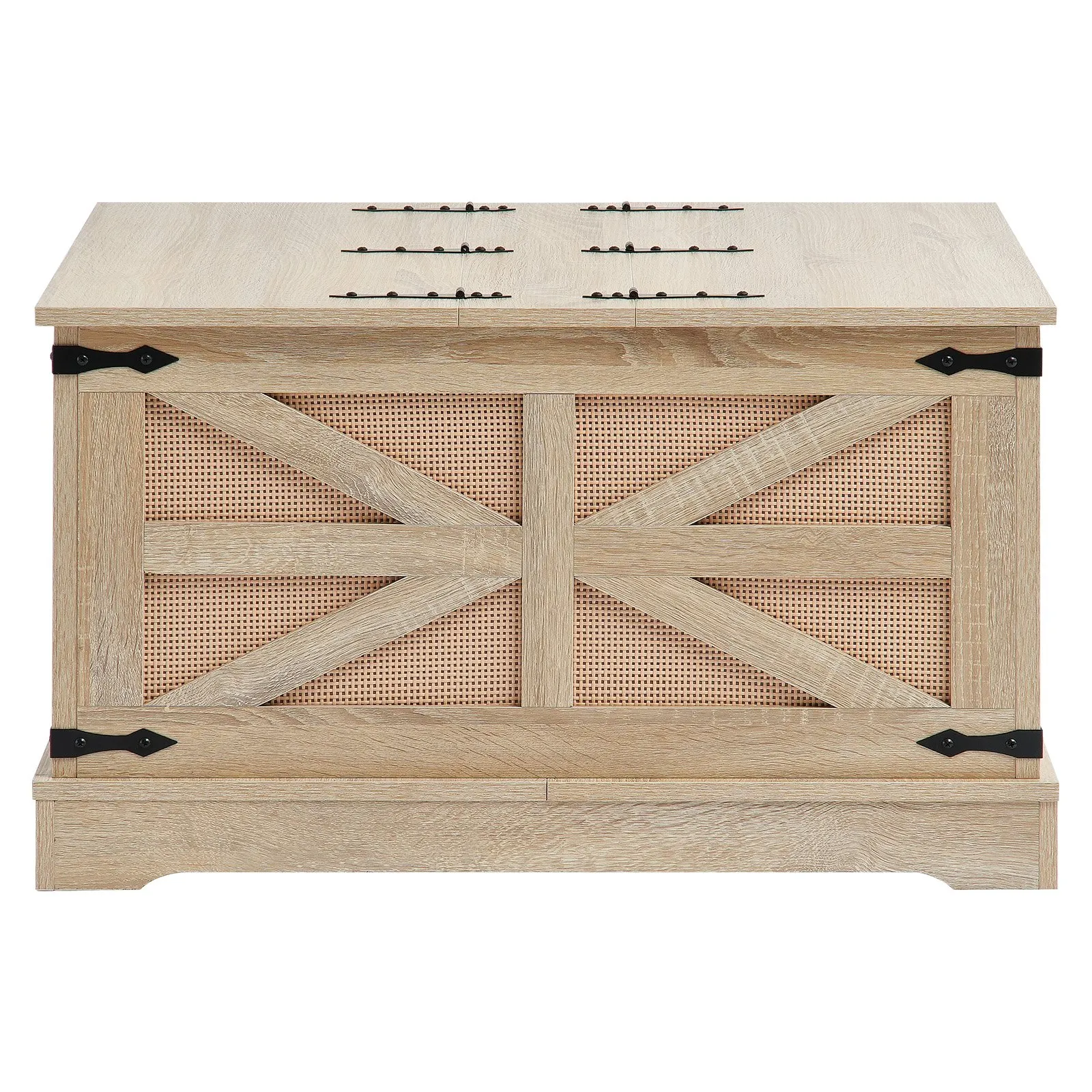 VEVOR Rattan Coffee Table Rectangle Rattan Coffee Table 2-Tier for Living Room