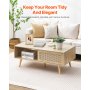 VEVOR Rattan Coffee Table Rectangle Rattan Coffee Table 2-Tier for Living Room