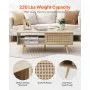 VEVOR Rattan Coffee Table, Mid Century Modern Coffee Table, Rectangle Wood Coffee Table, 42 Inch Modern Boho Style Two Layers Storage Coffee Table, for Living Room, Bedroom & Small Spaces