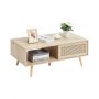 VEVOR Rattan Coffee Table Rectangle Rattan Coffee Table 2-Tier for Living Room