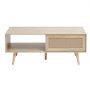 VEVOR Rattan Coffee Table, Mid Century Modern Coffee Table, Rectangle Wood Coffee Table, 42 Inch Modern Boho Style Two Layers Storage Coffee Table, for Living Room, Bedroom & Small Spaces