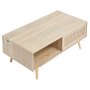 VEVOR Rattan Coffee Table, Mid Century Modern Coffee Table, Rectangle Wood Coffee Table, 42 Inch Modern Boho Style Two Layers Storage Coffee Table, for Living Room, Bedroom & Small Spaces