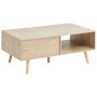 VEVOR Rattan Coffee Table, Mid Century Modern Coffee Table, Rectangle Wood Coffee Table, 42 Inch Modern Boho Style Two Layers Storage Coffee Table, for Living Room, Bedroom & Small Spaces