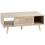 VEVOR Rattan Coffee Table, Mid Century Modern Coffee Table, Rectangle Wood Coffee Table, 42 Inch Modern Boho Style Two Layers Storage Coffee Table, for Living Room, Bedroom & Small Spaces