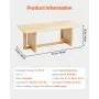 VEVOR Rattan Coffee Table, Rectangle Rattan Woven Wood Coffee Table with Rubber Wood Top, 47-Inch Modern Boho Storage Coffee Table with Natural Wood Legs, for Living Room, Bedroom & Small Spaces