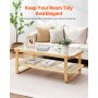 Rattan Coffee Table Rectangle Rattan Coffee Table 2-Tier for Living Room