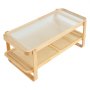 VEVOR Rattan Coffee Table, Rectangle Rattan Woven Wood Coffee Table with Tempered Glass Top, 45-Inch Modern Boho Storage Coffee Table with Natural Wood Legs, for Living Room, Bedroom & Small Spaces