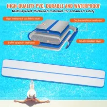 VEVOR Gymnastics Air Mat, 4 inch Thickness Inflatable Gymnastics Tumbling Mat, Tumble Track with Electric Pump, Training Mats for Home Use/Gym/Yoga/Cheerleading/Beach/Park/Water, 20 ft, Blue
