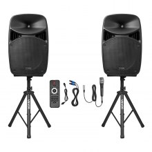 2 X 15 in Speakers Portable PA System 2000W Mixer Bluetooth Mic for DJ Party