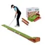 VEVOR Golf Putting Mat, 1 Hole Indoor Golf Putting Green, Wrinkle-Free Golf Training Aid, Mini Golf Accessory with Auto-Ball Return, Alignment Guide, and Wood Base, Game Practice Gift for Home Office