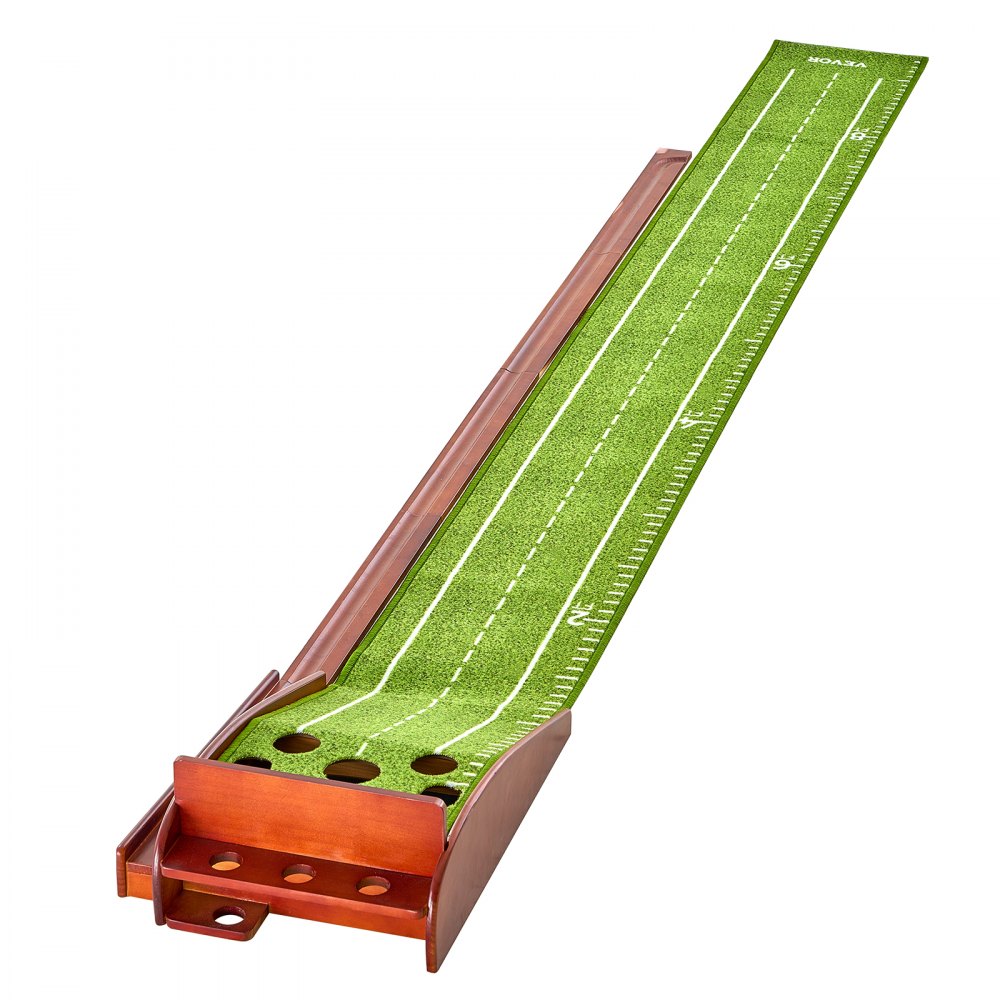VEVOR Golf Putting Mat, 5 Hole Indoor Golf Putting Green, Wrinkle-Free Golf Training Aid, Mini Golf Set  with Auto-Ball Return, Alignment Guide, 3 Ball, Wood Base, Game Practice Gift for Home Offic