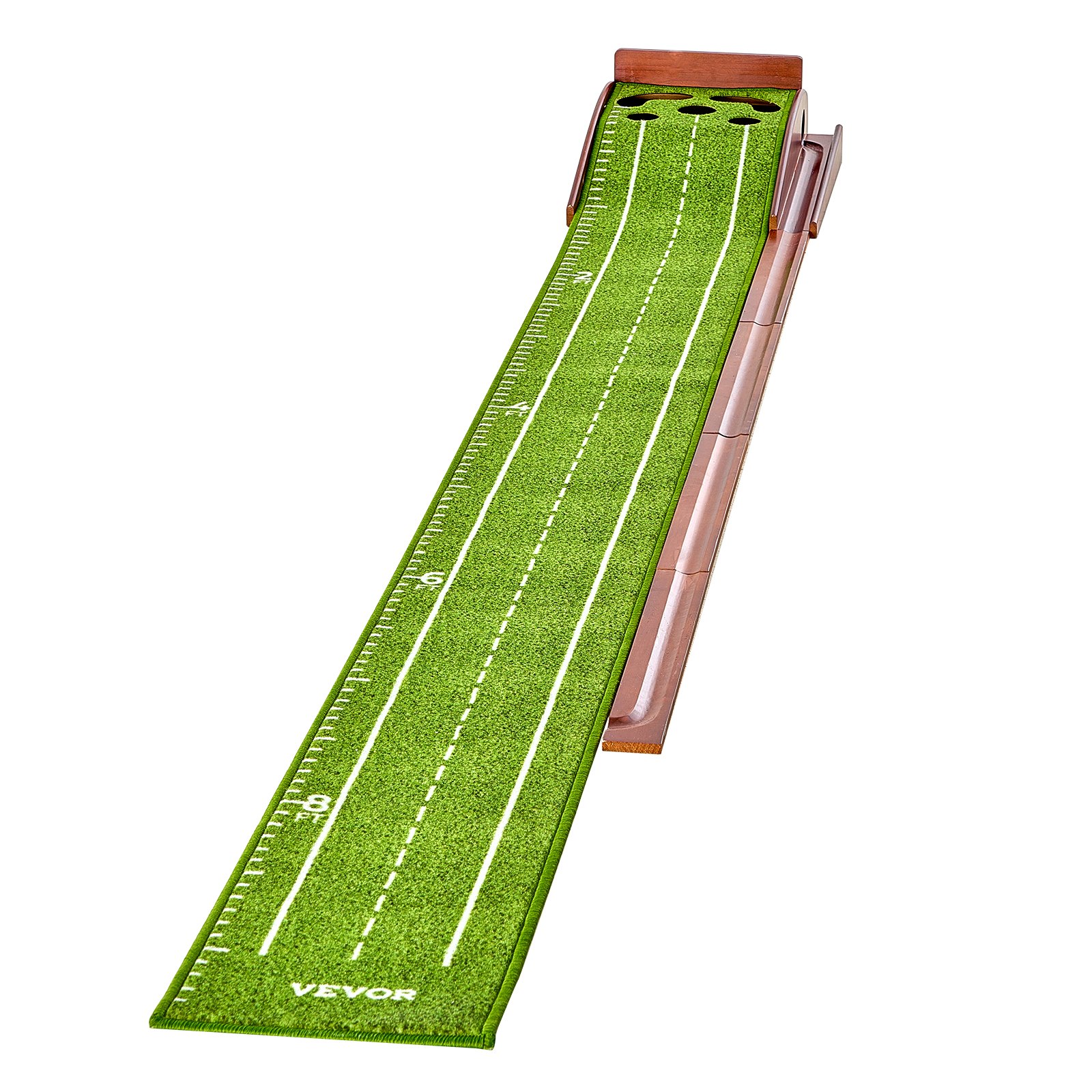 VEVOR Golf Putting Mat, 5 Hole Indoor Golf Putting Green, Wrinkle-Free Golf Training Aid, Mini Golf Set  with Auto-Ball Return, Alignment Guide, 3 Ball, Wood Base, Game Practice Gift for Home Offic