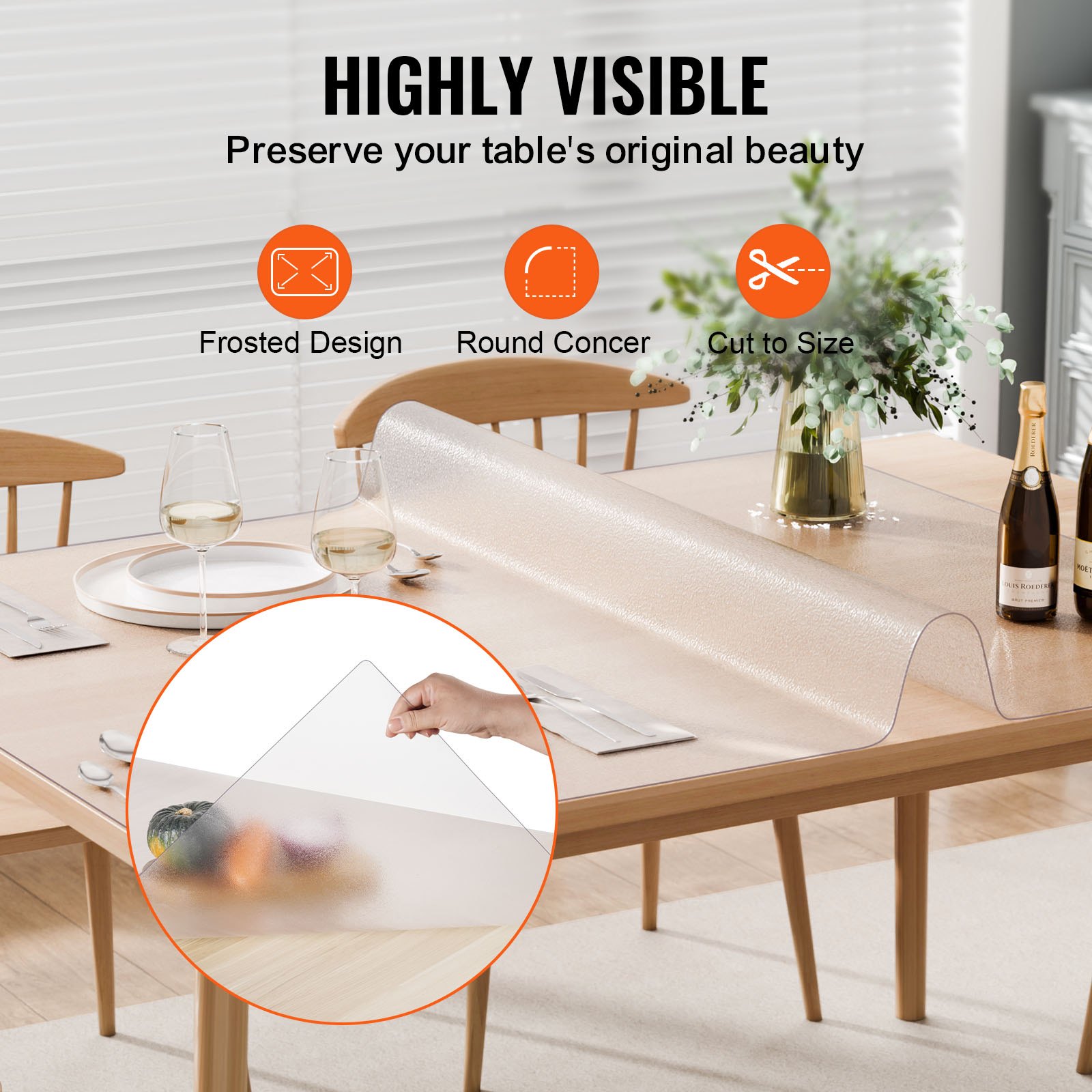 VEVOR Plastic Table Cover, 36 x 60 Inch 1.5 mm Thick Frosted Table Protector, Rectangle PVC Desk Mat, Waterproof & Easy Cleaning Desk Pad Tablecloth, for Office Dresser Dining Room Table Night Stand