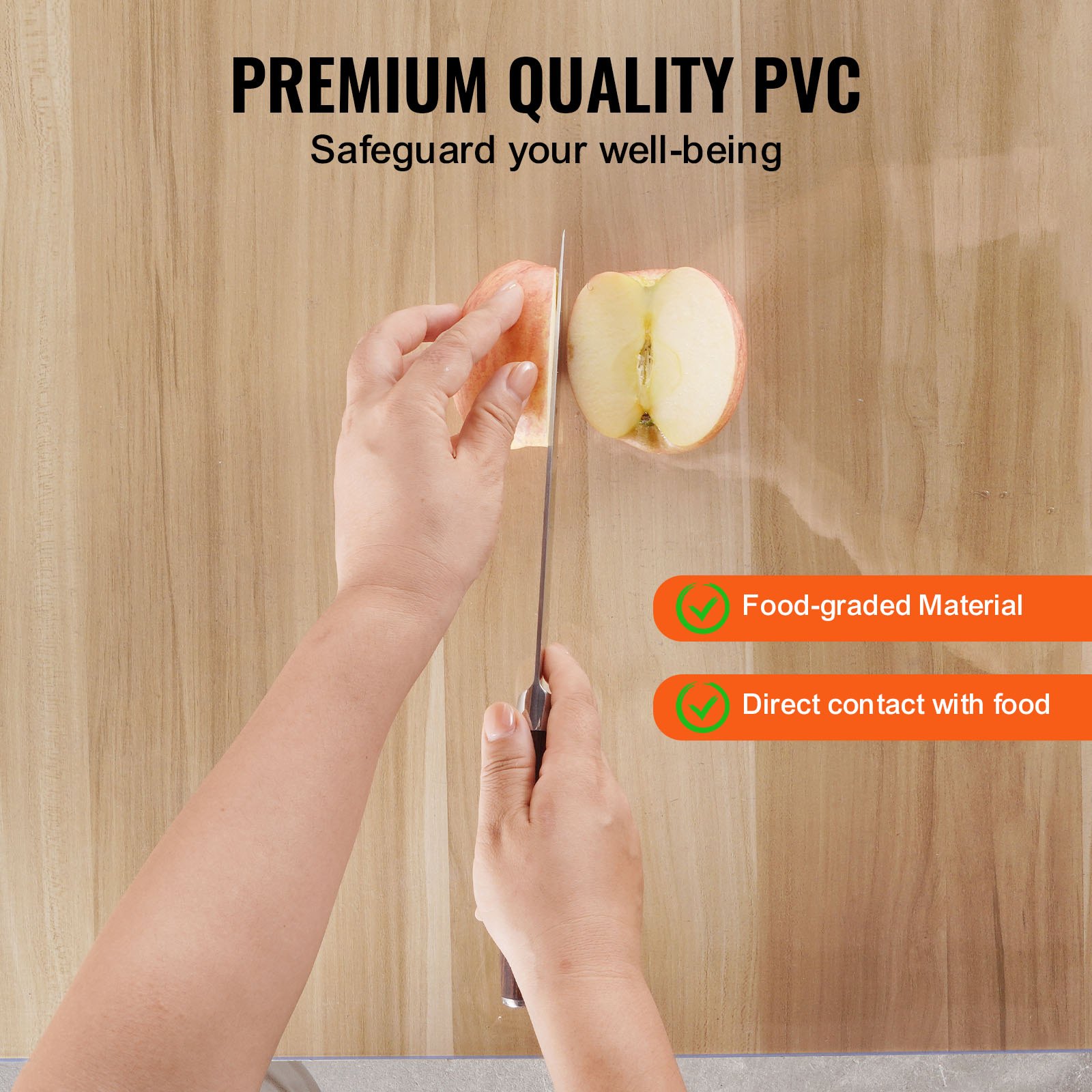 VEVOR Plastic Table Cover, 54 x 54 Inch 1.5 mm Thick Clear Table Protector, Square PVC Desk Mat, Waterproof & Easy Cleaning Desk Pad Tablecloth, for Office Dresser Dining Room Table Night Stand