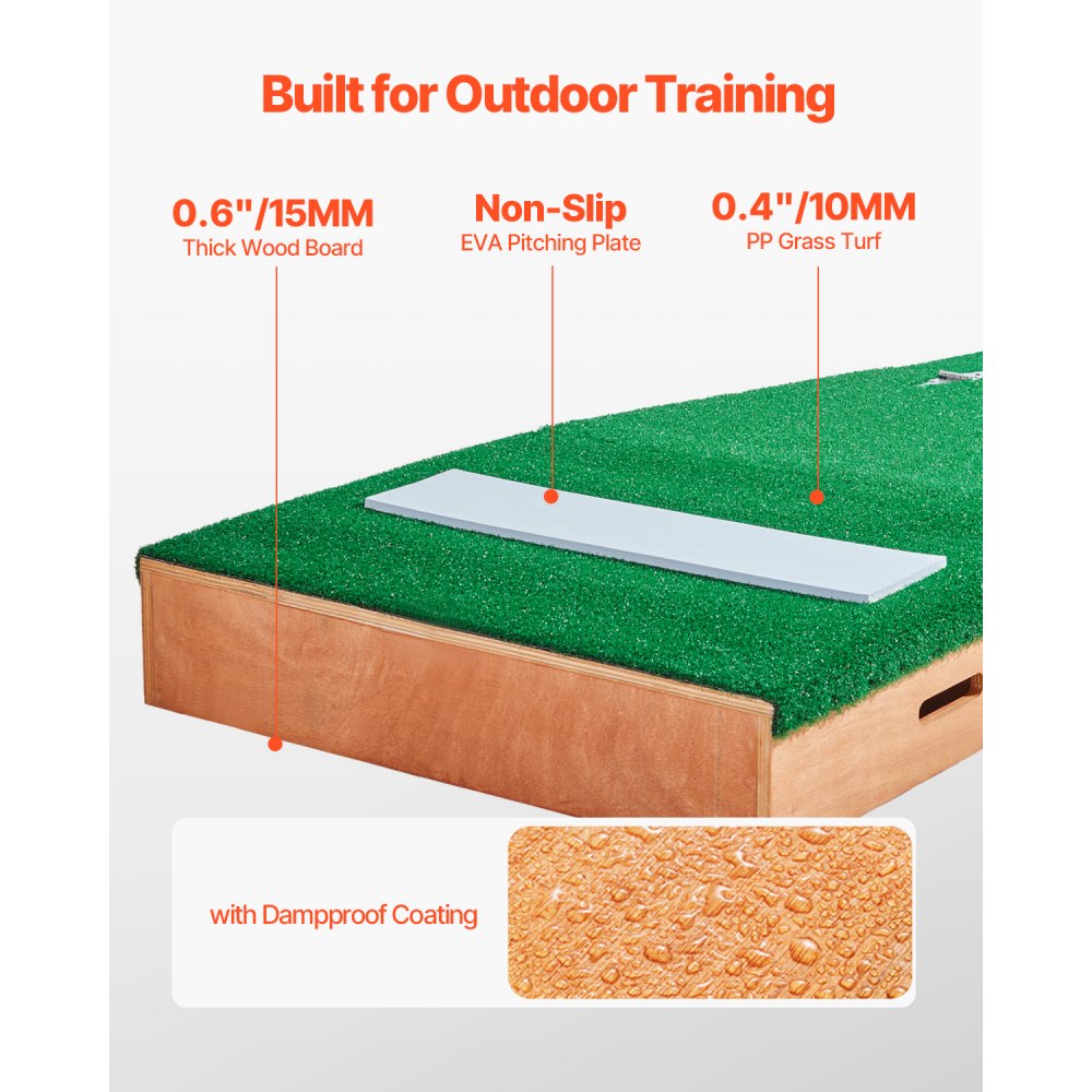 VEVOR Pitching Mound, Portable Baseball Pitcher's Mound, 85 in Indoor Outdoor Pitching Practice and Training Equipment, Softball Pitching Aids with Antifade Turf, Pitching Rubber, Adjustable Base