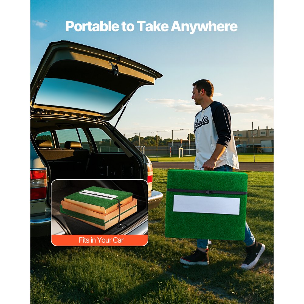 VEVOR Pitching Mound, Portable Baseball Pitcher's Mound, 85 in Indoor Outdoor Pitching Practice and Training Equipment, Softball Pitching Aids with Antifade Turf, Pitching Rubber, Adjustable Base