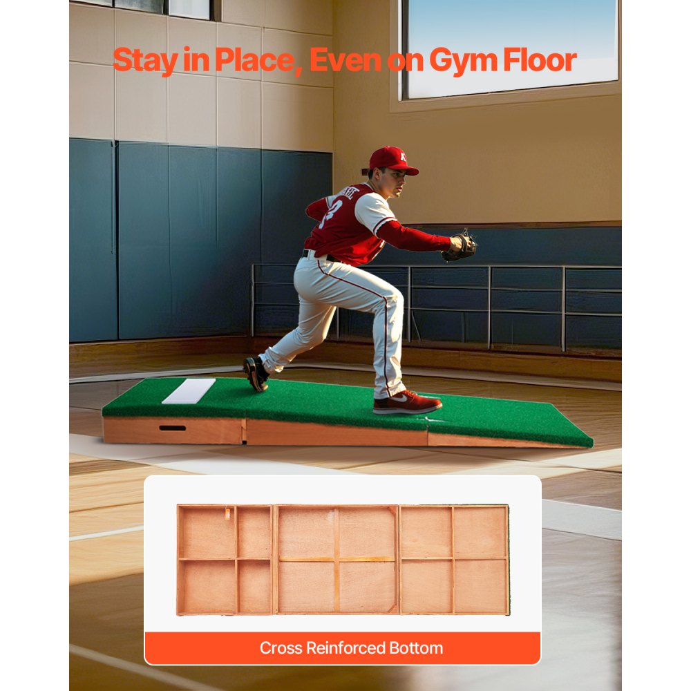 VEVOR Pitching Mound, Portable Baseball Pitcher's Mound, 85 in Indoor Outdoor Pitching Practice and Training Equipment, Softball Pitching Aids with Antifade Turf, Pitching Rubber, Adjustable Base